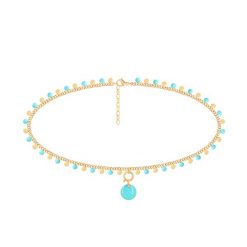 Naszyjnik Sophie z turkusową emalią z medalikiem. Niebieskie naszyjniki Lilou, pozłacane. Za 337.00 zł.