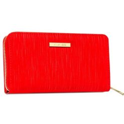 Duży czerwony portfel damski ze skóry ekologicznej poziomy na zatrzask i suwak 4U CAVALDI CHWJ-08. Czerwone portfele 4U Cavaldi, bez wzorów, ze skóry ekologicznej. Za 45.00 zł.