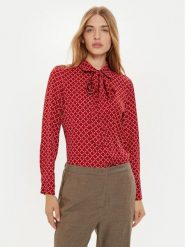 Tommy Hilfiger Bluzka Diamond WW0WW43060 Czerwony Regular Fit. Czerwone bluzki TOMMY HILFIGER, bez wzorów, z wiskozy, bez kołnierzyka, bez ramiączek. Za 379.99 zł.