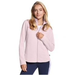 Bluza dresowa sportowa damska The Hoodless Hoodie GoWalk Shine Jacket. Fioletowe bluzy Skechers, bez wzorów, z dresówki, bez kaptura. Za 249.99 zł.