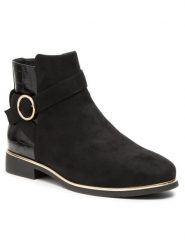 Jenny Fairy Botki WS5121-02 Czarny. Czarne botki Jenny Fairy, bez wzorów, z materiału, bez obcasa, na płaskiej podeszwie, bez zapięcia. Za 139.99 zł.