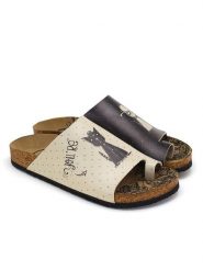 Calceo Japonki w kolorze czarno-kremowym rozmiar: 39. Brązowe klapki Calceo, bez wzorów, z otwartym noskiem, bez obcasa. Za 156.61 zł.