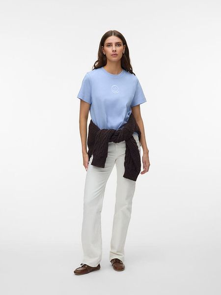 Vero Moda Koszulka w kolorze błękitnym rozmiar: L. Niebieskie bluzki Vero Moda, l, bez wzorów, z bawełny, bez kołnierzyka, bez ramiączek. Za 55.95 zł.