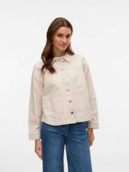 Vero Moda Kurtka przejściowa w kolorze kremowym rozmiar: XS. Brązowe kurtki Vero Moda, xs, bez wzorów, bez kaptura. Za 83.22 zł.