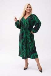 Zielona sukienka Gabriela - elegancja w nowoczesnej formie w geometryczny wzór PLUS SIZE XXL OVERSIZE. Zielone sukienki Moda Size Plus Iwanek, na co dzień, na jesień, plus size, bez wzorów, z elastanu, eleganckie, bez kołnierzyka, plus size, bez ramiączek, midi, oversize. W wyprzedaży za 239.90 zł.
