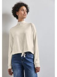 Street One Sweter w kolorze kremowym rozmiar: 34. Brązowe swetry Street One, bez wzorów, ze splotem, bez ramiączek. Za 83.62 zł.