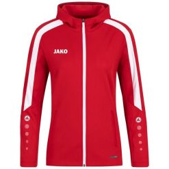 Damska bluza dresowa z kapturem Jako Power. Czerwone bluzy JAKO, bez wzorów, z dresówki, z kapturem. Za 276.45 zł.