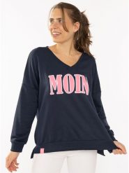 Zwillingsherz Bluza "Moin" w kolorze granatowym rozmiar: L/XL. Niebieskie bluzy Zwillingsherz, l, bez wzorów, bez kaptura. Za 200.13 zł.