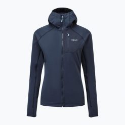 Bluza trekkingowa damska Rab Superflux Hoody. Niebieskie bluzy sportowe RAB, bez wzorów, bez kaptura. Za 369.99 zł.