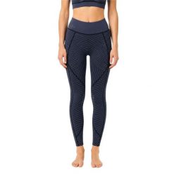 Legginsy treningowe damskie Lacoste. Niebieskie legginsy Lacoste, l, bez wzorów, z dzianiny, z podwyższonym stanem. Za 347.00 zł.