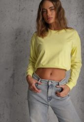 Jasnozielona Bluza z Bawełną ze Ściągaczami przy Rękawach i w Pasie Alberia. Zielone bluzy Renee, l, bez wzorów, z bawełny, bez kaptura. Za 39.99 zł.