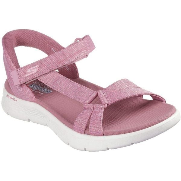 Sandały damskie Skechers Go Walk Flex Sandal. Czerwone sandały Skechers, bez wzorów, sportowe, bez obcasa, bez zapięcia. Za 390.00 zł.