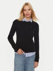 Tommy Hilfiger Sweter WW0WW44161 Czarny Regular Fit. Czarne swetry TOMMY HILFIGER, s, bez wzorów, z wełny, bez ramiączek. Za 269.99 zł.