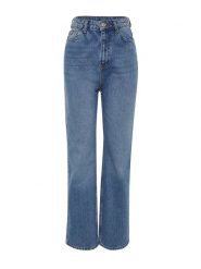 Trendyol Dżinsy - Comfort fit - w kolorze niebieskim rozmiar: 36. Niebieskie jeansy Trendyol, bez wzorów, z podwyższonym stanem. Za 66.00 zł.