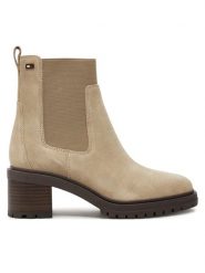 Tommy Hilfiger Sztyblety FW0FW08429 Beżowy. Brązowe botki TOMMY HILFIGER, bez wzorów, ze skóry, bez obcasa, na słupku, bez zapięcia. Za 749.99 zł.
