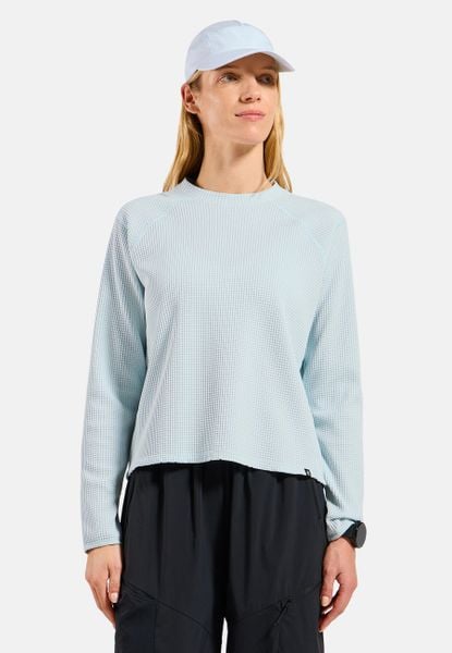 Bluza damska ODLO Mid layer CUBIC. Niebieskie bluzy Odlo, l, bez wzorów, z materiału, bez kaptura. Za 269.99 zł.