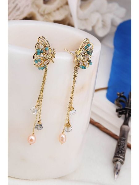 Pierres delicates Kolczyki w kolorze jasnoróżowo-turkusowym z perłami rozmiar: onesize. Różowe kolczyki Pierres delicates, z perłą, z mosiądzu. Za 82.44 zł.