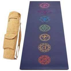 Antypoślizgowa mata do jogi Comfort 5mm, guma-mikrofibra +Torba z korka 7 czakr. Brązowe torby na ramię ACHAMANA, bez wzorów, z bawełny, sportowe, na ramię, duże, zamszowe, bez dodatków. Za 550.00 zł.