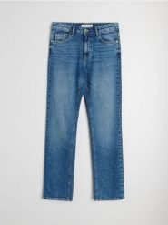 Jeansy comfort straight z efektem sprania - granatowy. Niebieskie jeansy Sinsay, bez wzorów. Za 59.99 zł.