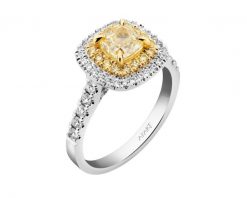Pierścionek z białego i żółtego złota z diamentami - VS1/Fancy Light Yellow - 1,55 ct - próba 750. Białe pierścionki Apart, z diamentem, złote. Za 63,990.00 zł.