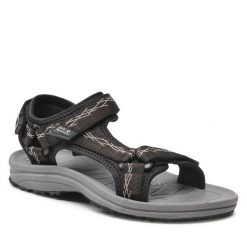 Sandały Jack Wolfskin. Czarne sandały Jack Wolfskin, bez wzorów, sportowe, bez obcasa, bez zapięcia. Za 239.99 zł.