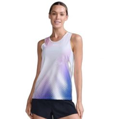 Damski tank top 2XU Light Speed. Białe topy 2XU, bez wzorów, z tkaniny, bez kołnierzyka, bez ramiączek. Za 347.50 zł.