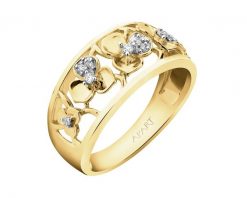 Pierścionek z żółtego złota z diamentami - kwiaty - 0,05 ct - próba 585. Żółte pierścionki Apart, z diamentem, złote. Za 2,990.00 zł.