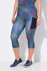 Damskie Legginsy funkcyjne 3/4 szybkoschnące. Niebieskie legginsy Ulla Popken, plus size, bez wzorów, z elastanu, z podwyższonym stanem. Za 191.99 zł.