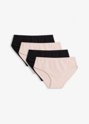 Figi maxi panty z miękkiej bawełny (4 pary). Czarne figi bonprix, bez wzorów, z bawełny. Za 67.99 zł.
