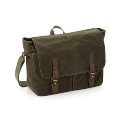 Skórzana Torba Kurierska Heritage. Zielone torby na laptopa QUADRA, bez wzorów, z bawełny, na ramię. Za 197.99 zł.