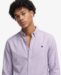 Superdry Preppy Oxford koszula z długim rękawem z bawełny organicznej - Light. Fioletowe koszule Superdry, l, bez wzorów, z bawełny, bez kołnierzyka, bez ramiączek. Za 280.40 zł.