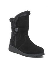Skechers Botki Cozy Peak 49811/BLK Czarny. Czarne botki Skechers, bez wzorów, ze skóry, bez obcasa, na płaskiej podeszwie, bez zapięcia. Za 449.99 zł.
