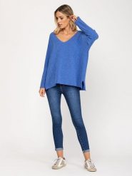 Tantra Sweter w kolorze niebieskim rozmiar: onesize. Niebieskie swetry Tantra, bez wzorów, z wełny, bez ramiączek. Za 118.28 zł.