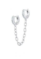 Elli Damski Creole Duo Trend z kryształami w 925 sterling silver Kolczyki koła 1 ct. Szare kolczyki Elli, z kryształem, srebrne. Za 293.99 zł.