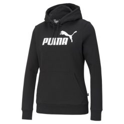 Damska bluza z kapturem z logo Essentials PUMA Black. Czarne bluzy Puma, na zimę, xs, bez wzorów, z kapturem. Za 161.50 zł.