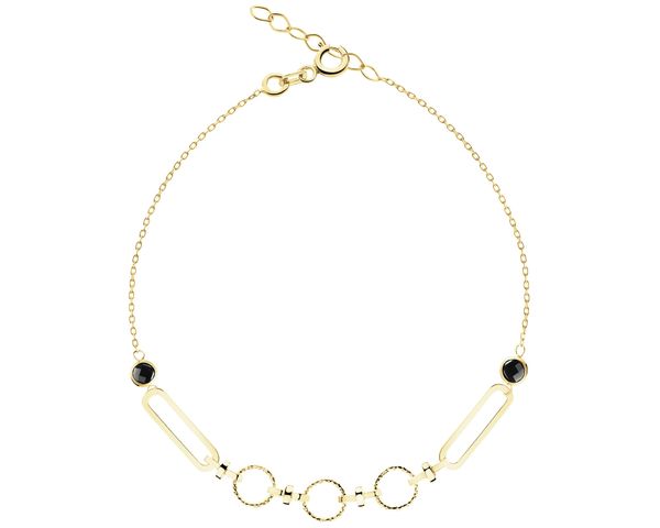 Złota bransoletka z onyksami. Żółte bransoletki Apart, z onyksem, złote. Za 999.00 zł.