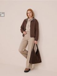 Jeansy wide leg z przeszyciami - brązowy. Brązowe jeansy Sinsay, bez wzorów. Za 69.99 zł.