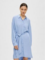 Selected Femme Sukienka koszulowa 16089666 Niebieski Relaxed Fit. Niebieskie sukienki Selected Femme, bez wzorów, z wiskozy, bez kołnierzyka, bez ramiączek, koszulowe. Za 219.99 zł.