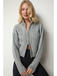 Happiness Istanbul Kardigan w kolorze szarym rozmiar: S/M. Szare kardigany Happiness Istanbul, m, bez wzorów, z wełny. Za 86.99 zł.