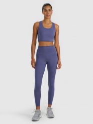 4F Legginsy treningowe szybkoschnące damskie - granatowe XL. Niebieskie legginsy 4f, s, bez wzorów, z dzianiny, z podwyższonym stanem. Za 119.99 zł.