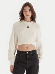 Tommy Jeans Sweter Badge DW0DW21677 Écru Regular Fit. Swetry Tommy Jeans, xxs, bez wzorów, z jeansu, bez ramiączek. Za 389.99 zł.