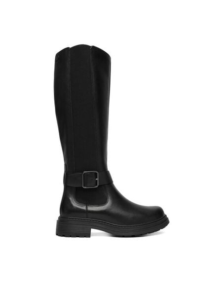 Clarks Kozaki Orinoco3 Tall 26182899 Czarny. Czarne kozaki Clarks, ze skóry, bez obcasa, na płaskiej podeszwie, bez zapięcia. Za 789.99 zł.