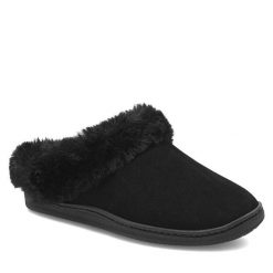 Kapcie MYSLIPPERS. Czarne obuwie domowe MYSLIPPERS, bez wzorów, bez zapięcia. Za 99.99 zł.