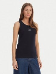 Luisa Spagnoli Top Bordo 543281 Granatowy Slim Fit. Niebieskie topy LUISA SPAGNOLI, s, bez wzorów, z bawełny, bez kołnierzyka, bez ramiączek. Za 417.99 zł.