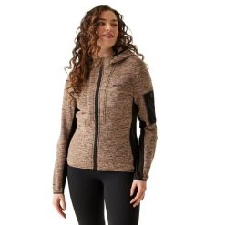 Damska Bluza Polarowa Kemilia. Brązowe bluzy Regatta, na zimę, xl, bez wzorów, z dzianiny, z kapturem. Za 98.99 zł.