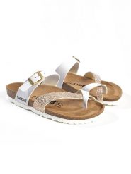 BACKSUN Japonki "Barcelone" w kolorze złoto-białym rozmiar: 37. Białe klapki Backsun, bez wzorów, z materiału, z otwartym noskiem, bez obcasa. Za 130.99 zł.