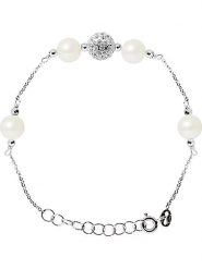 Pearl Addict Srebrna bransoletka z perłami i kryształami rozmiar: onesize. Białe bransoletki Pearl Addict, z kryształem, srebrne. Za 217.99 zł.
