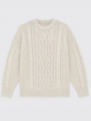 Sweter damski z grubym ozdobnym splotem kremowy Cristi 100. Białe swetry Big Star, na jesień, l, bez wzorów, z jeansu, bez ramiączek. W wyprzedaży za 199.99 zł.