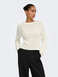 ONLY Sweter w kolorze kremowym rozmiar: S. Brązowe swetry Only, s, bez wzorów, bez ramiączek. Za 74.45 zł.