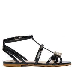 Sandały Liu Jo. Czarne sandały Liu Jo, bez wzorów, bez obcasa, na płaskiej podeszwie, bez zapięcia. Za 559.99 zł.